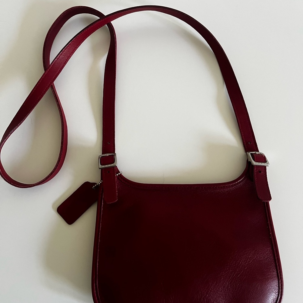 Vintage Coach Red Leather Cross Body Bag